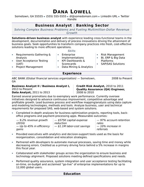 Template Cv Business Analyst at Bambi Foust blog