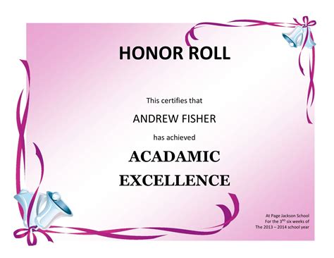 Free Printable Honor Roll Certificate Templates [Word, Excel, PDF] Sample