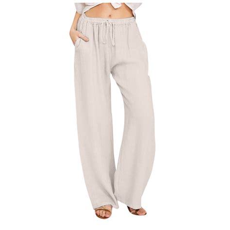 ZANZEA Womens Trousers Elastic Waist Casual Long Drawstring Pants ...