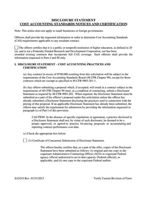 Image result for Disclosure Statement Example