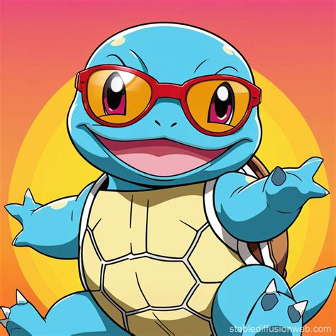 Squirtle Wearing Sunglasses | Stable Diffusion Online