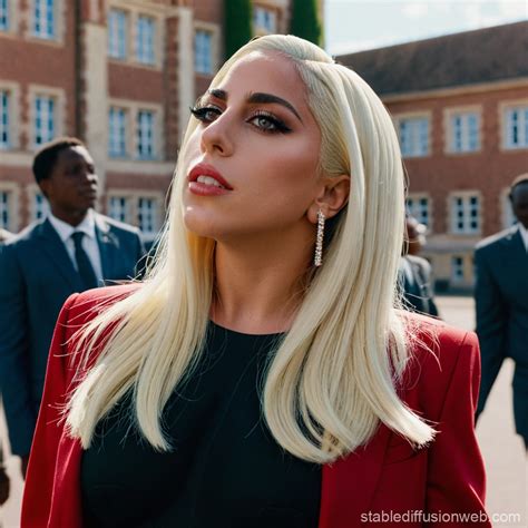 lady gaga in front of l opold sedar senghor high school in evreux ...