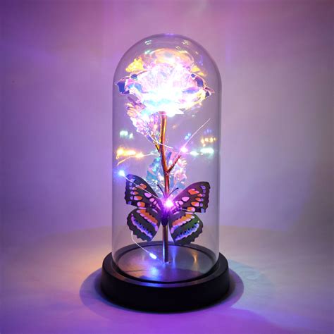 LED Light-Up Eternal Rose Butterfly in Transparent Dome (1 Pc / Batter