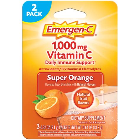 Emergen-C 1000Mg Vitamin C Powder for Immune Support Super Orange - 2 ...