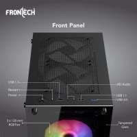 Frontech XYLO Gaming Computer Case with 2-USB 1.1|HD Audio & Tempered ...