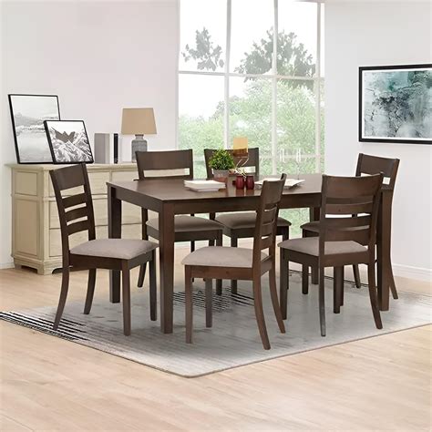 Royaloak Penang Malaysian Wooden 6 Seater Dining Table Set with Chairs ...