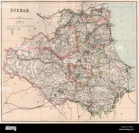 DURHAM: County map showing divisions & parliamentary boroughs. PHILIP ...