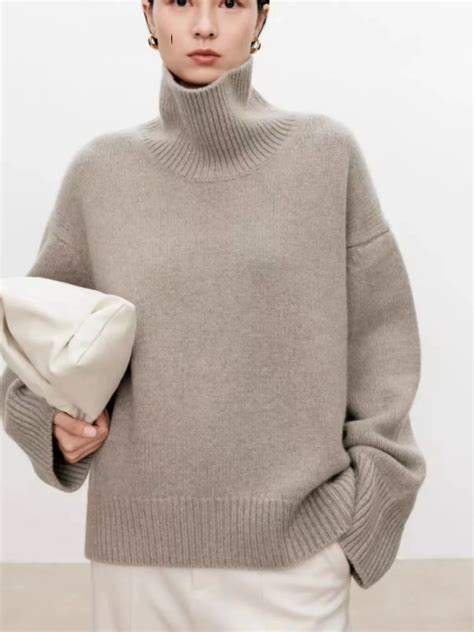 High-end-soft-waxy-turtleneck-100-cashmere-sweater-women-s-loose ...