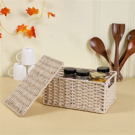Wicker Baskets with Lid | Rattan Storage Baskets | Akway