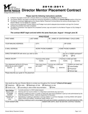 Fillable Online collegeofthedesert 2010 Director Mentor Placement ...