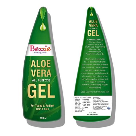 Bezzie Aloe Vera Gel for young & Radiant Hair and Skin 120-ml : Amazon ...