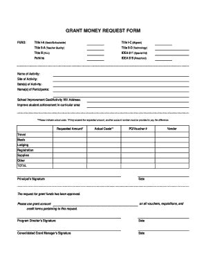 GRANT MONEY REQUEST FORM - Fill and Sign Printable Template Online