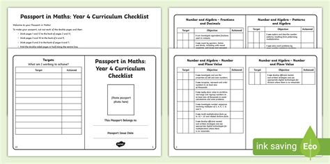 NSW Year 4 Passport in Maths: Australian Curriculum Checklist