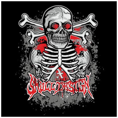 Signe gothique avec crâne, t-shirts grunge vintage design | Vecteur Premium