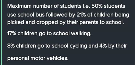 pie chart showing the mode of transport children use for coming to ...