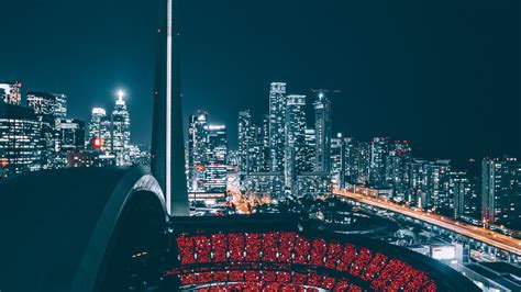 Download wallpaper 1920x1080 night city, view from above, skyscrapers ...