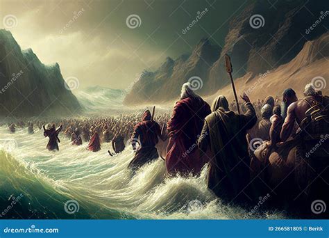 Exodus of the Bible, Moses Crossing the Red Sea with the Israelites ...