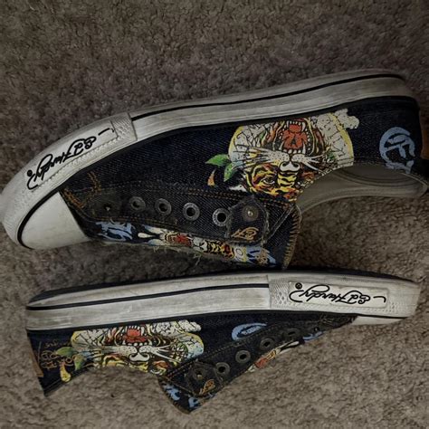 ed hardy converse shoes size 9 #edhardy... - Depop