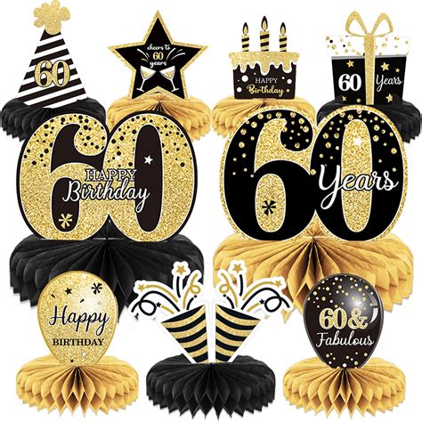 Buy 9 Pieces 60th Birthday Decoration 60th Birthday Centerpieces for ...