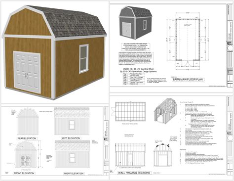 g530 12 x 20 x 10 Slab Gambrel Barn DWG and PDF | Shed floor plans, Diy ...