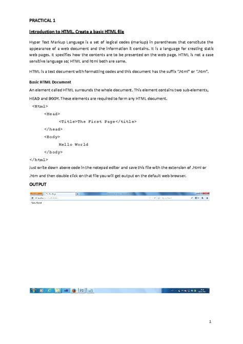 HTML Programming Practical Exercises - BCA - Studocu