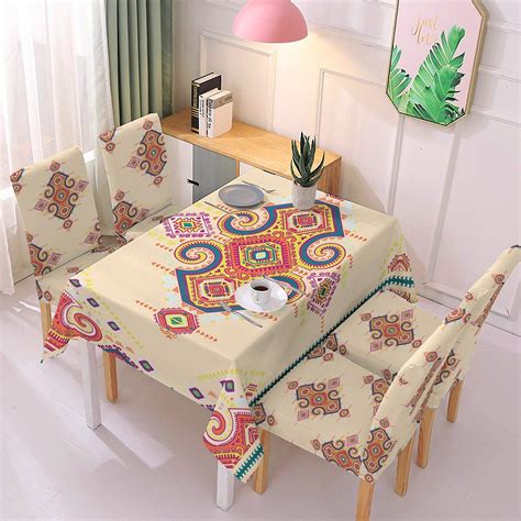 Beige Dining Table Cover with Chair Covers | 4/6 Chairs Set – HOKIPO ...