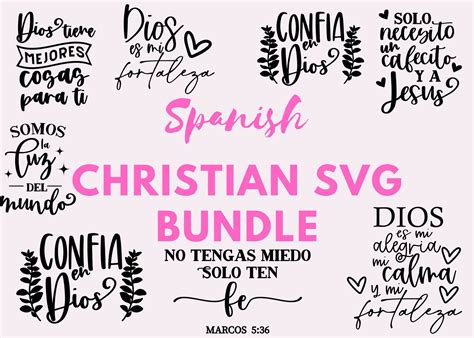 20 Spanish Christian SVG Bundle | Frases Cristianas SVG Bundle
