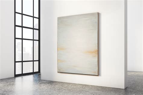 Original Abstract Seascape Painting, Beige and Gold Canvas Art