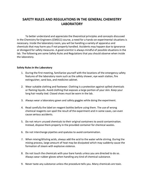 Expt 1 - yeye - SAFETY RULES AND REGULATIONS IN THE GENERAL CHEMISTRY ...