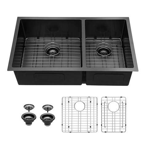 Buy 33 Under Double Sink - Sarlai 33 inch Kitchen Sink Matte Black 16 ...