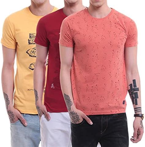 Buy TAB91 Men's Cotton Printed Cotton T-Shirts Combo - Pack of 3 Multi ...