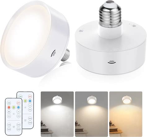 Battery Operated Light Bulbs for Lamps, E26 Wireless Battery Powered ...