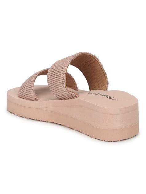 Beige EVA Wedges With Wide Front Straps – Truffle Collection