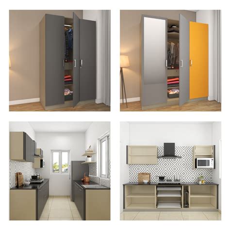 Grey And Mango 2 BHK Kitchen-Wardrobe Package – Qarpentri