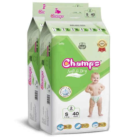 Champs Soft & Dry Pant Style Baby Diapers - Small 80 Pieces (4 to 8 Kg ...