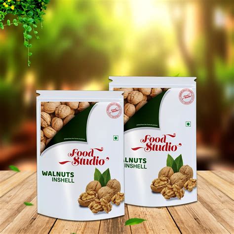 Food Studio Premium Inshell Walnut Green Pouch | Low Calorie Nuts & Dr