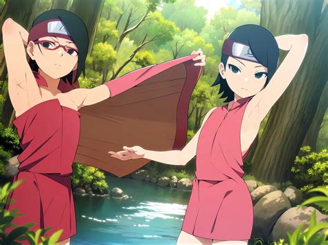 Anime characters in a forest with a river and trees - SeaArt AI