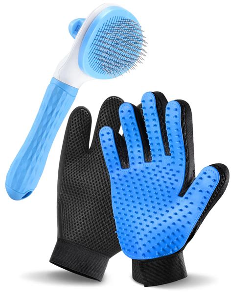 Cat Grooming Glove Brush, RIFNEEIM Pet Deshedding Glove with Self ...