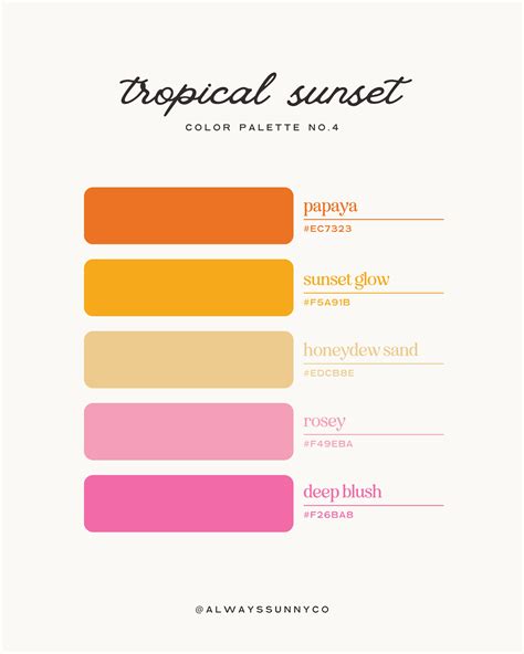 Tropical Sunset Color Palette | Sunset color palette, Color palette ...