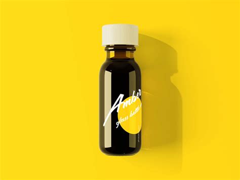 Free Amber Glass Mini Bottle Mockup (PSD)