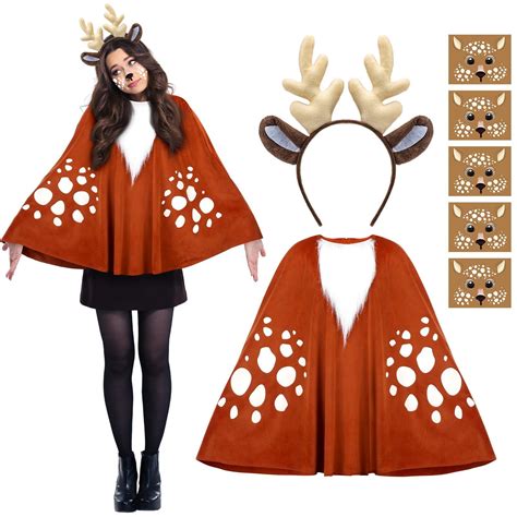 Xtinmee Christmas Deer Costume Set for Women Adult Reindeer Costume ...