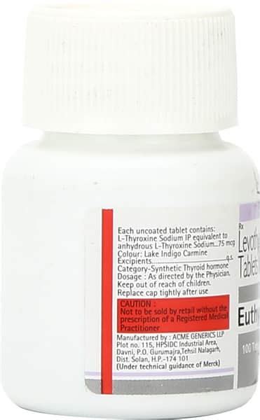 Euthyrox 75 MCG Tablet (100): Uses, Side Effects, Price & Dosage ...