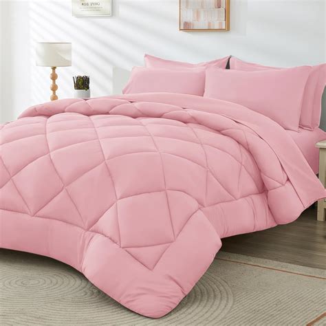 Amazon.com: HEVUMYI Pink Twin-XL Comforter Set - 5-Piece All Season Bed ...