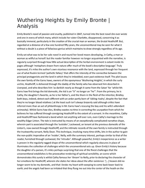Wuthering Heights by Emily Brontë Analysis - Wuthering Heights by Emily ...