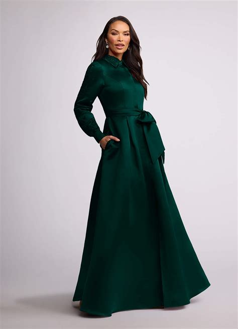 Pine Azazie Ruth A-Line Lace Matte Satin Floor-Length Dress | Azazie