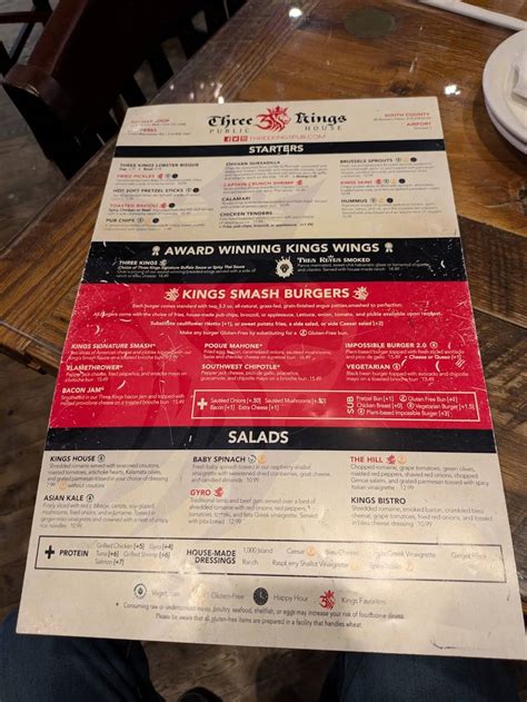 Menu at Three Kings Public House, St. Louis, 40 Ronnie's Plaza