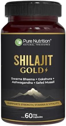 Pure Nutrition Shilajit Gold 60 Veg Capsules with Kaunch Beej ...