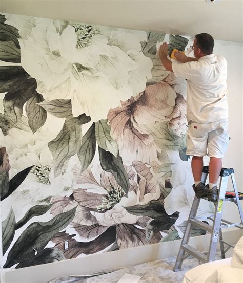 Large Print Floral Wallpaper : The warm grey and white design has a ...
