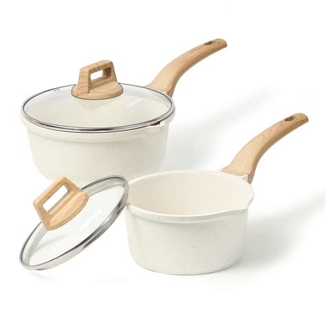 Sauce Pan Set with Lid Nonstick Sauce-Cooking Pot with Pour-Spout Pfoa ...