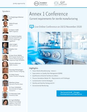 Fillable Online Annex 1 - Current Requirements for sterile ...